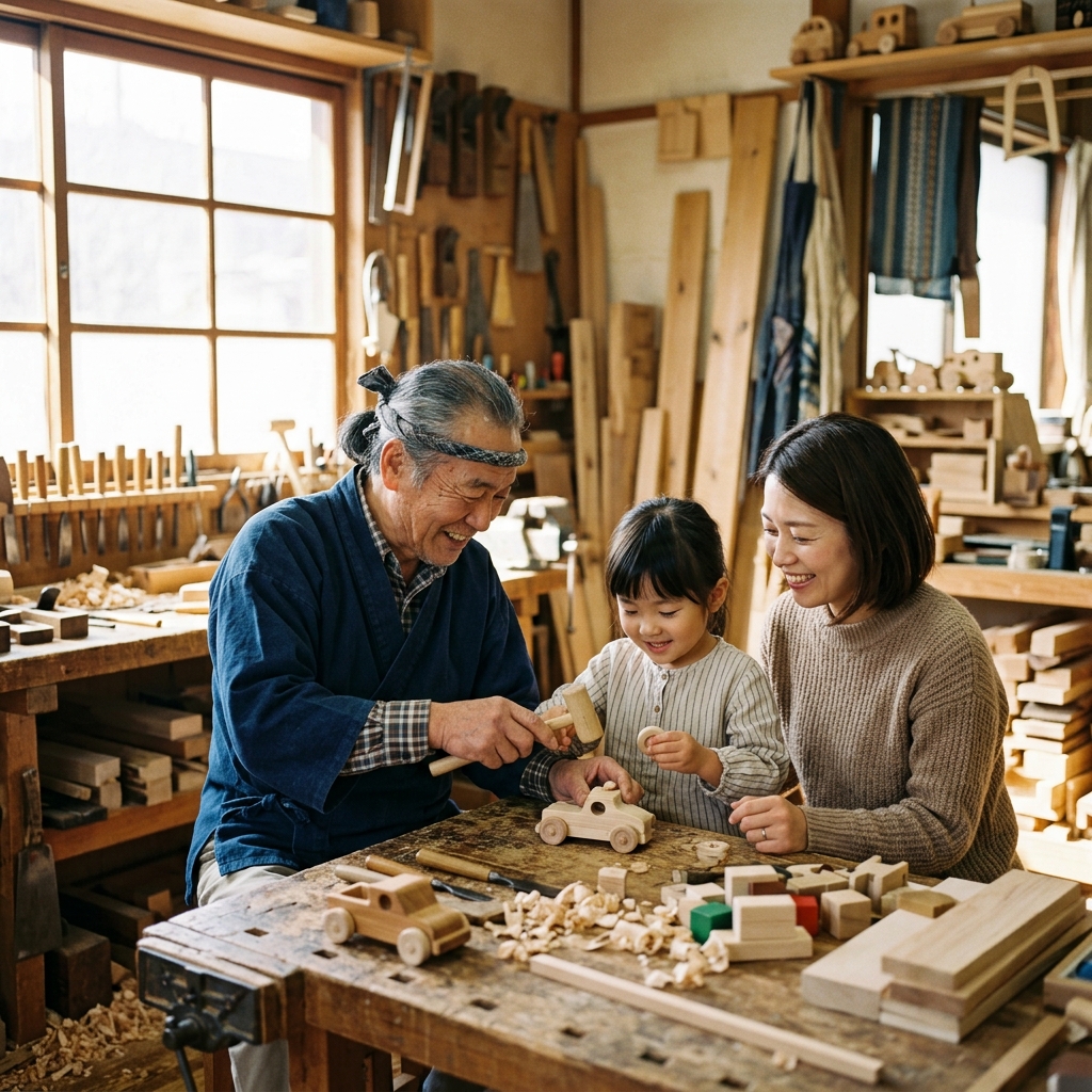 職人と親子の温かいふれあい